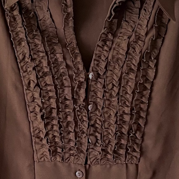Chocolate brown chiffon blouse - Picture 4 of 5